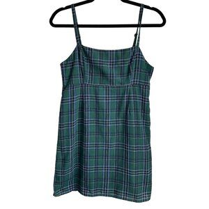 Urban Outfitters Women's Sz. 4 Mini Dress Green Plaid Y2K Holiday Cotton